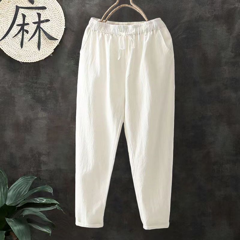 Summer New Linen Pants for Women, Loose Large Size Carrot Pants, Cotton and Linen Pants for Women, Versatile Harem Nine-Point Pants for Women, Trendy Summer New Linen Pants for Women, Loose Large Size Carrot Pants, Cotton and Linen Pants for Women, Versatile Harem Nine-Point Pants for Women, Trendy