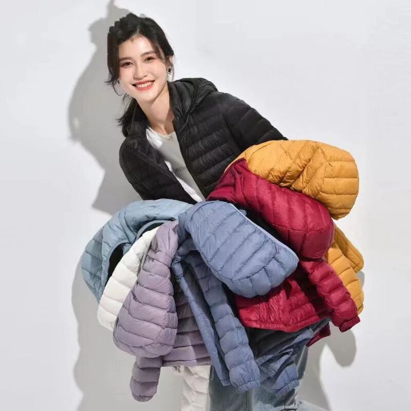 Clearance 2024 New Lightweight down Cotton Jacket for Women, Thin, Lightweight, Short, Autumn and Winter Ultra-Thin Winter Coat