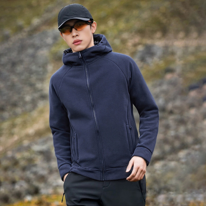 Outdoor Fleece Jacket Men's Casual Cardigan Lamb Fleece Sweatshirt Autumn and Winter Thickened Jacket Sports Fleece Top