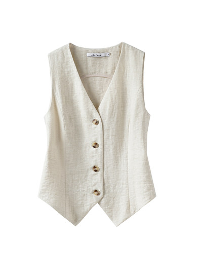 Alte Geld-Stil Weste Sommer dünne Damen-Außenweste 2025 neue schlanke kurze ärmellose Anzug-Leinenweste