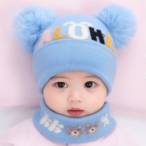 Baby hats autumn and winter men and women baby wool cap cute super cute warm and thick ear protection cotton cap simple