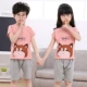 Mùa hè trẻ em phù hợp với tay áo ngắn Quần short nhà 100% cotton nam và nữ quần áo trẻ em ngắn tay hai mảnh