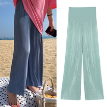 Spring and summer new pregnant womans pituitary pants summer high waist pendant sensation tugging long pants straight drum pants loose smoke tube casual pants