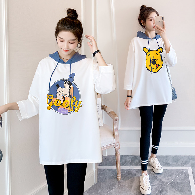 Spring and Autumn Clothing New Pregnant Women's Kit Fashion Female Ease Cartoon Cap Sweater Reduced Old and Inspection Pregnant Women's Clothing
