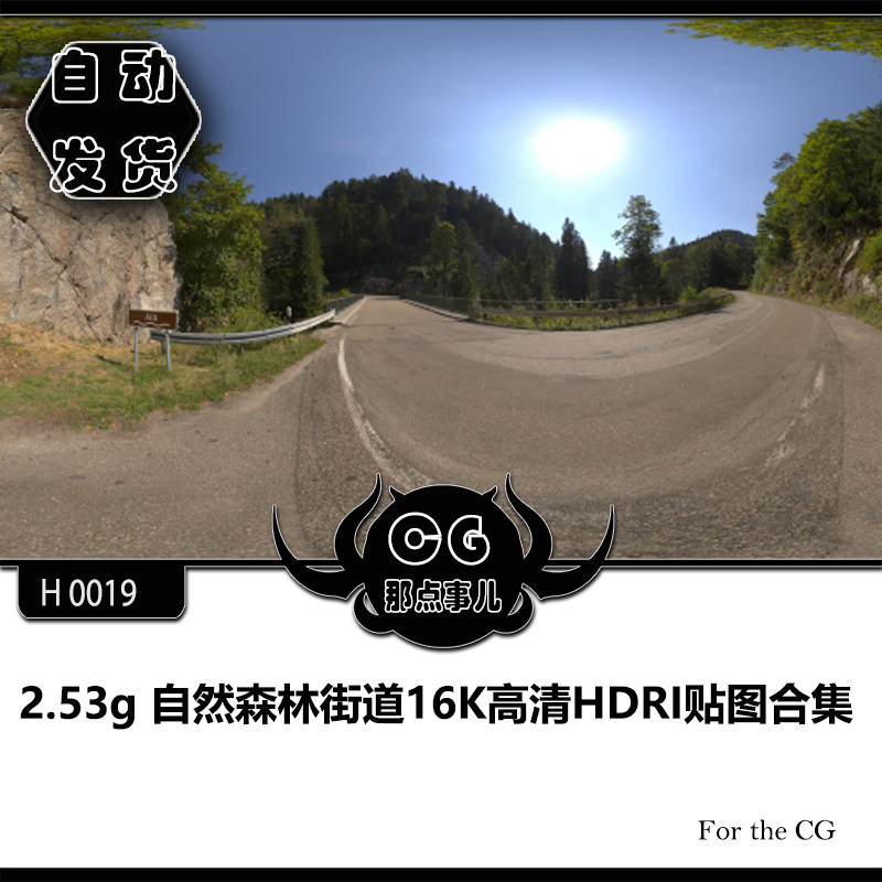 H0019 2 53g Natural forest street 16K high-definition HDRI texture collection