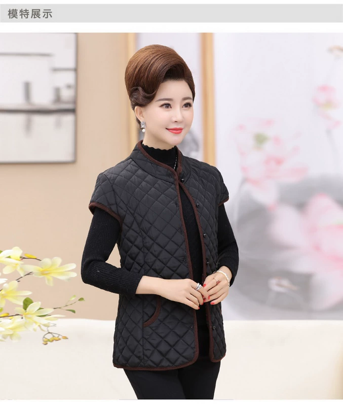 Áo vest nữ trung và già mùa thu và mùa đông tải mẹ tải mùa xuân và mùa thu vest bà già áo vest bà bà vest - Áo vest