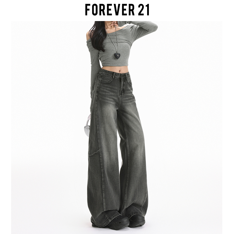 Forever 21 High Street Retro Gray Loose Wide-Leg Jeans for Women 2026 New High-Waisted Straight-Leg Scimitar Pants Forever 21 High Street Retro Gray Loose Wide-Leg Jeans for Women 2026 New High-Waisted Straight-Leg Scimitar Pants