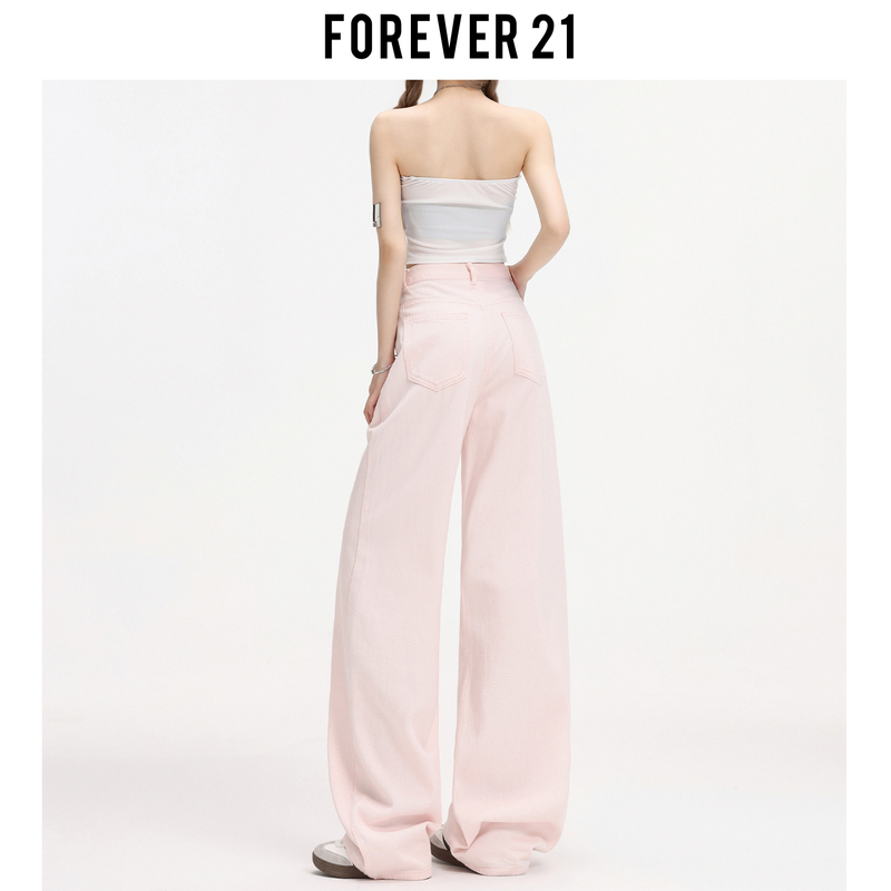 Forever 21 Sweet Cool Pink Dopamine Wide-Leg Jeans for Women, New High-Waisted Slimming Pear-Shaped Straight-Leg Pants Forever 21 Sweet Cool Pink Dopamine Wide-Leg Jeans for Women, New High-Waisted Slimming Pear-Shaped Straight-Leg Pants