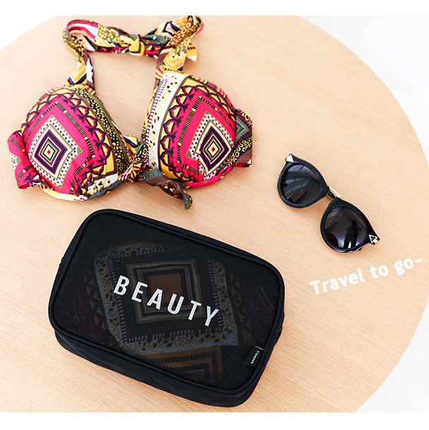 化妆包便携迷你口红收纳小包洗漱包眉笔口网纱化妆袋随身小号