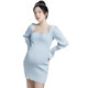 ໃໝ່ ສີຟ້າ knitted Korean version photo studio maternity wear 2023 maternity photo clothes fashionable maternity picture mommy clothes