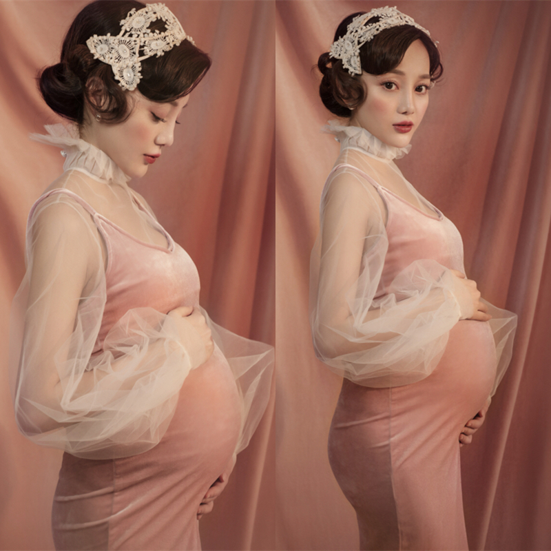 Photo studio new painting retro maternity photo clothing photography wild photo theme art photo beautiful suspender skirt