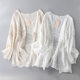 Cardigan lace ປັກທີ່ມີແຂນຍາວແລະ shawl ວ່າງ