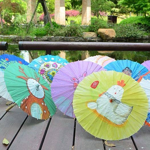 Kindergarten children diy blank paper umbrella Hand-painted umbrella White oil paper umbrella Hand-painted toy craft umbrella