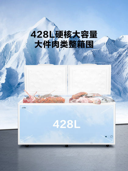 海尔428升大容量冰柜家用商用卧式大冷柜全冷冻两用冰箱
