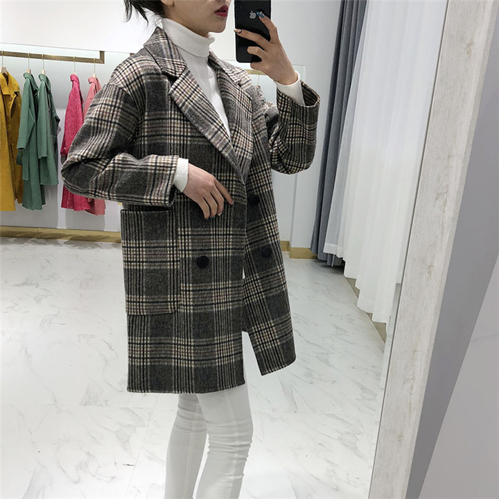 Chất lượng cao cấp 18 mùa thu đông thời trang nữ lưới đôi mặt nhung 100% áo len cashmere nguyên chất xu hướng áo khoác nữ 2021