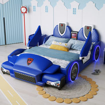 Leather childrens bed modern childrens bed blue car 1 2 meters 1 5 meters single bed boy creative running lathe