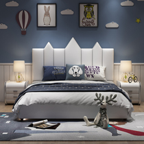 Nordic small apartment teenagers bedroom leather bed minimalist ins internet celebrity modern minimalist 1 2 cartoon creative childrens bed