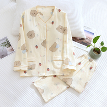 With Chest Cushion Pyjamas Woman Autumn Winter Style Long Sleeves Pure Cotton Cotton Cloth Suit Summer Thinly Home Clothes Full Cotton Spring Autumn Extras