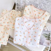 With Chest Cushion Pyjamas Woman Spring Autumn Style Long Sleeve Pure Cotton Double Layer Gauze Thin summer Winter home Suits Women Suit Thin