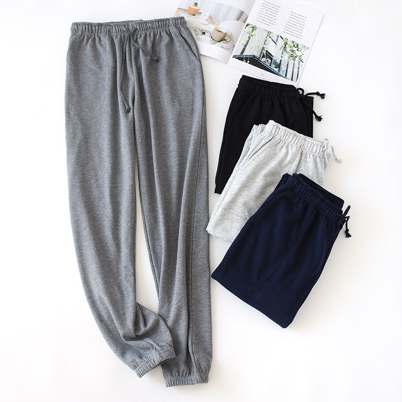 Autumn Winter Pure Cotton Wool Circles Sleeping Pants Home Pants Men's Style Casual Pants Loose Comfort Large Size High Waist Closeted Foot Long Pants