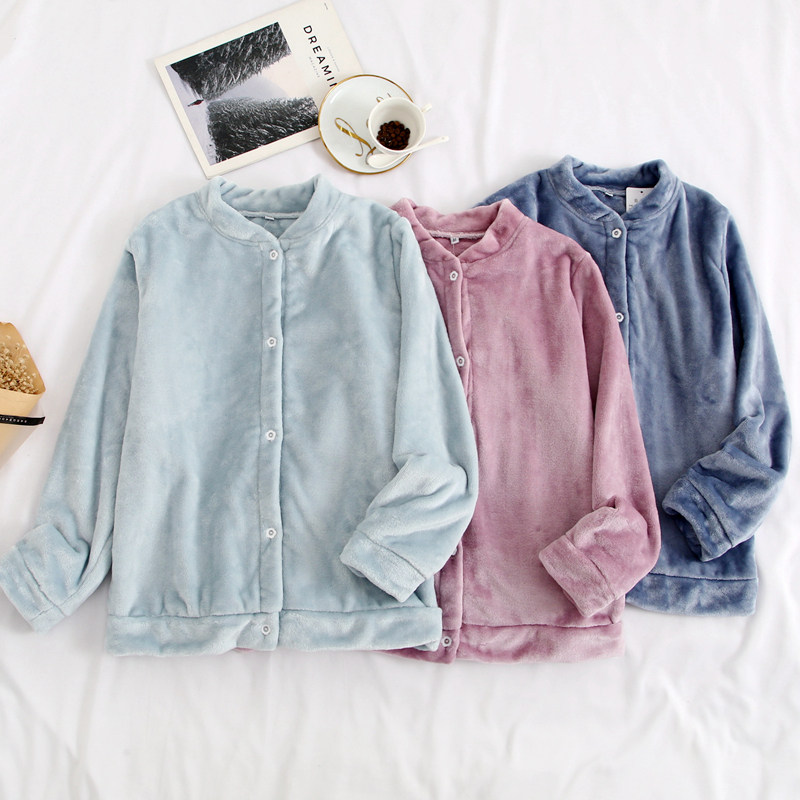 Blouse Single Piece Pyjamas Women's Winter Coral Suede Gush Warmth Long Sleeve Autumn Winter Lady Flannel Home Conserved Spring Autumn