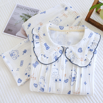 Doll Collar Home Suit Sleepwear Womens Pure Cotton Cotton Cloth Long Sleeves Spring Autumn Season Loose Summer Thin can be worn outside