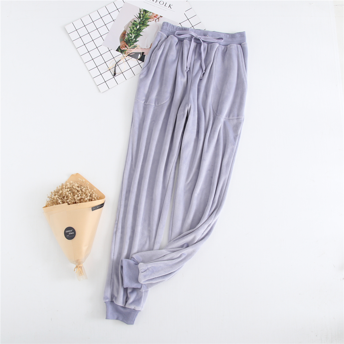 Đảo cashmere mùa thu và mùa đông quần pyjama nam và nữ flannel kích thước lớn quần lông cừu san hô cặp vợ chồng nhà quần gần miệng quần dài nữ