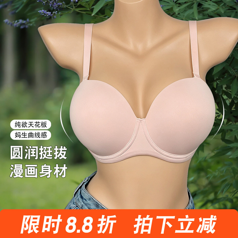 Underwear for Large Busts That Makes Them Appear Smaller, Gathers and Supports Side Breasts, Prevents Sagging, Plus Size, Full Coverage, Thin Push-Up Bra