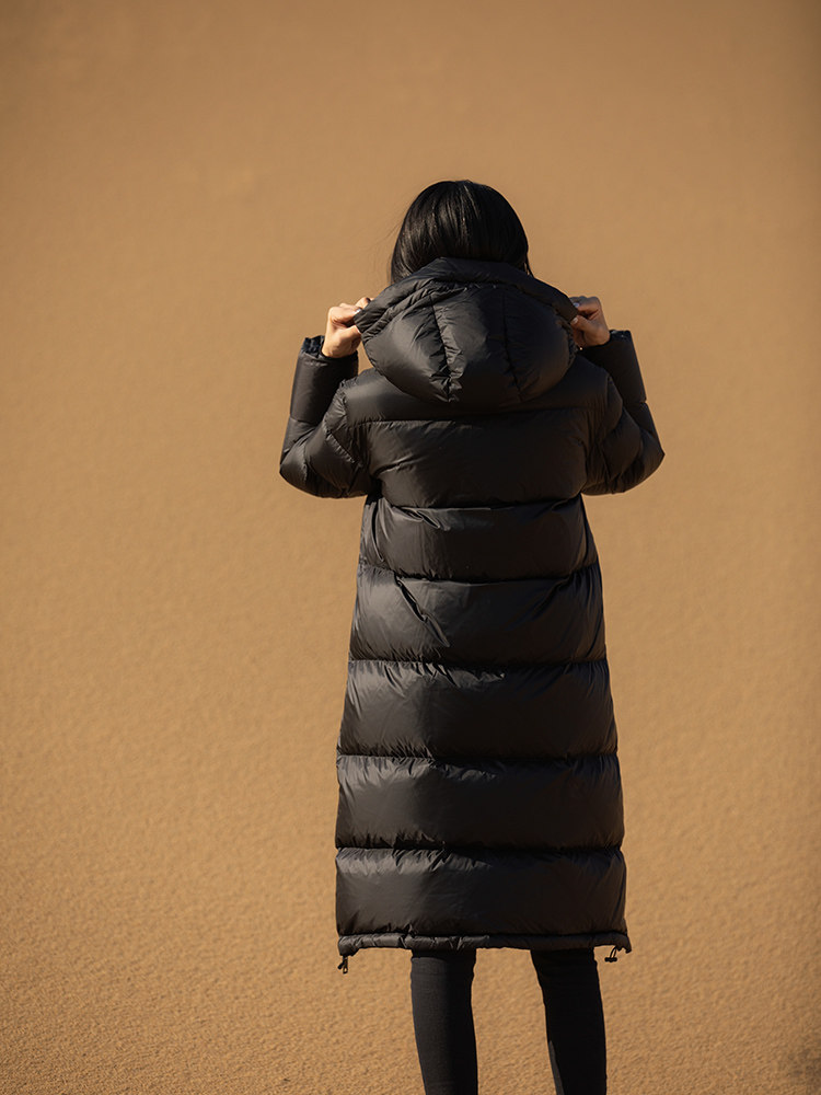 Feather 400g 95 white duck down lengthened down jacket women's 750 poncho black season new fashion windproof thickened