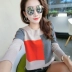 Áo thun nữ mùa thu 2018 màu mới phù hợp với cổ tròn tay dài chạm đáy áo len hoang dã mặc top áo len nữ trung niên Vòng cổ áo len