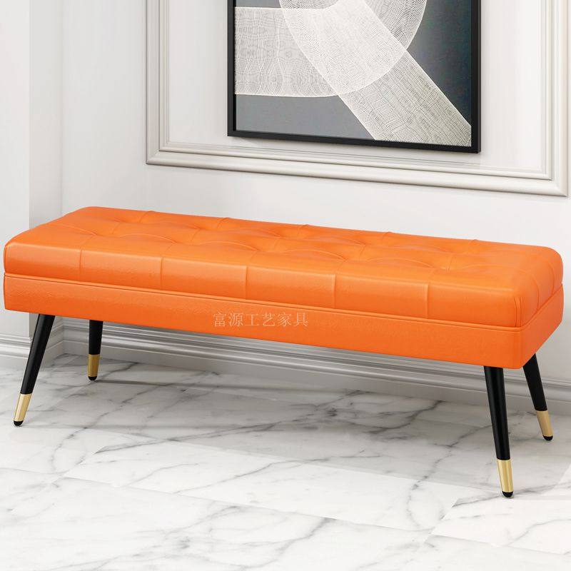 Light luxury European and American shoe changing stool home bed end stool bedroom bench stool clothing store sofa stool rectangular leather stool simple