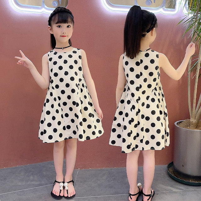 Girls dress summer 5 children's skirt 2024 new style 6 little girl 7 vest polka dot pure cotton princess dress 8