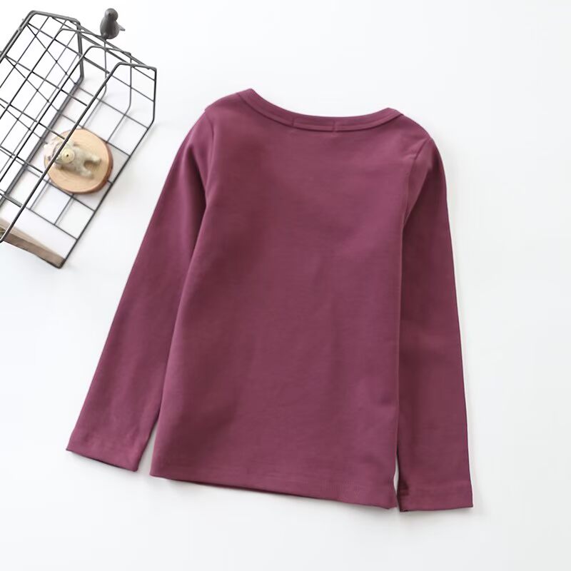 Áo sơ mi nữ đáy quần mùa thu bé trai cotton dài tay phiên bản hàn quốc 2018 xuân hè mới cho bé lớn áo thun bé gái áo phông không cổ bé trai