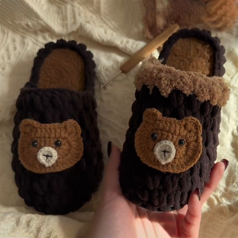 Princess on the Run DIY Handmade Slippers for Women, Knitting Semi-Finished Material Kit, Dormitory Crochet, Autumn and Winter Chunky Yarn
