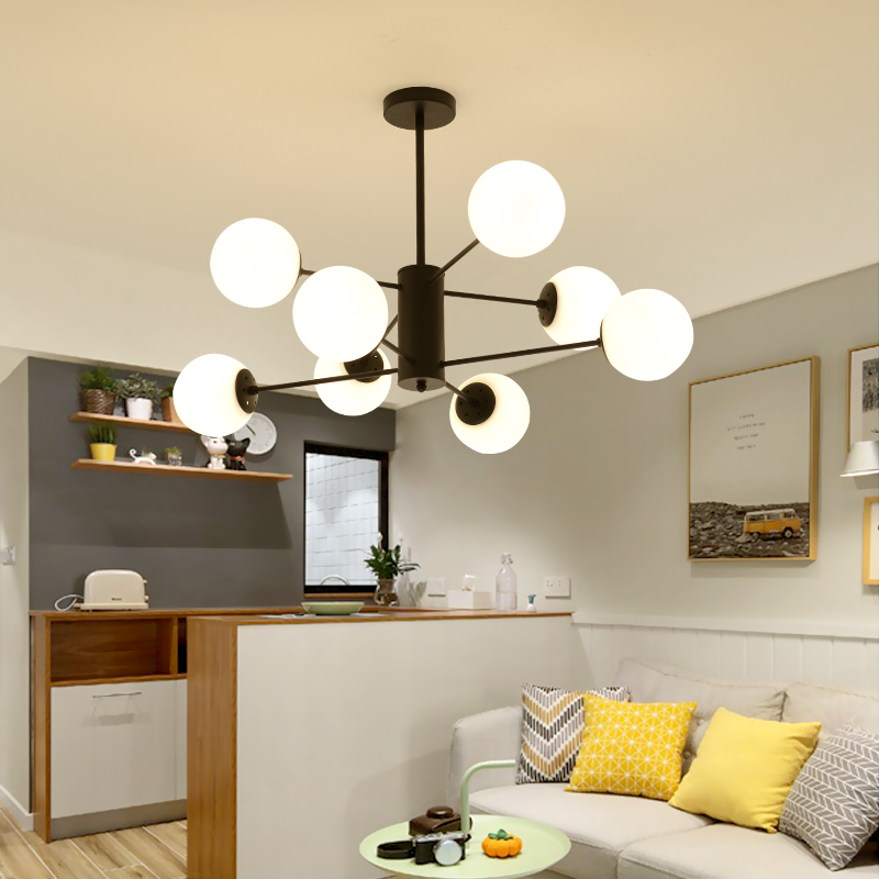 Nordic light and luxurious bedroom chandeliers modern minimalist living-room room Creative individuality magic bean Molecular American Dining Room Lamps