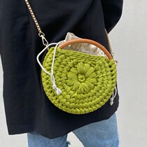 Leg brother-in-law Play in wool Flowers Round Bag Material Wrap Strip Line Handmade Diy Handbag Hand Wrap Round Bag Non Finished Product