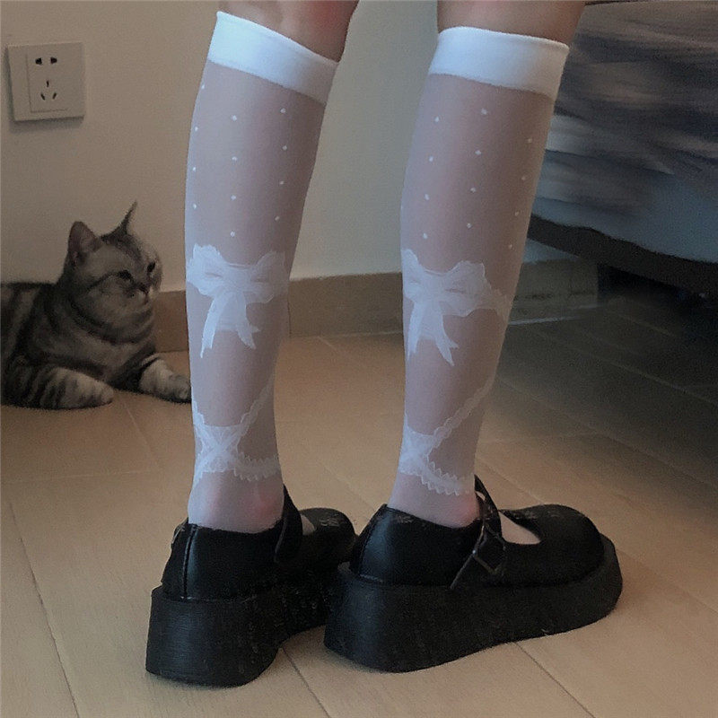 I wait for the cat Lolita socks day cute butterfly female soft sister half-cut jk calf socks in the stockings