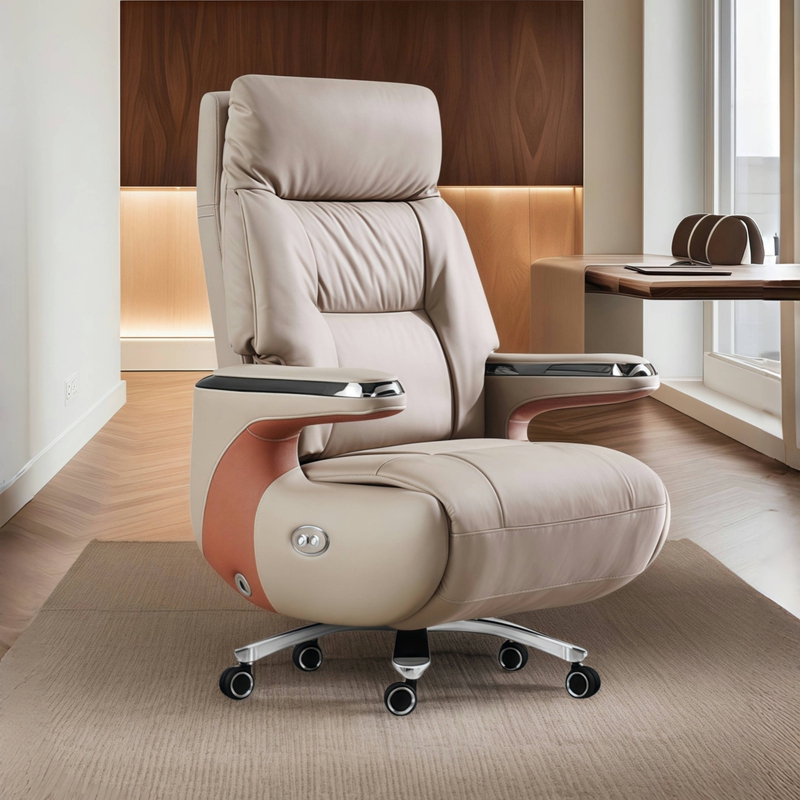 Electric Voice Massage Leather Executive Chair Office Reclining Nap Comfortable Long Sitting Business High-End Office Chair