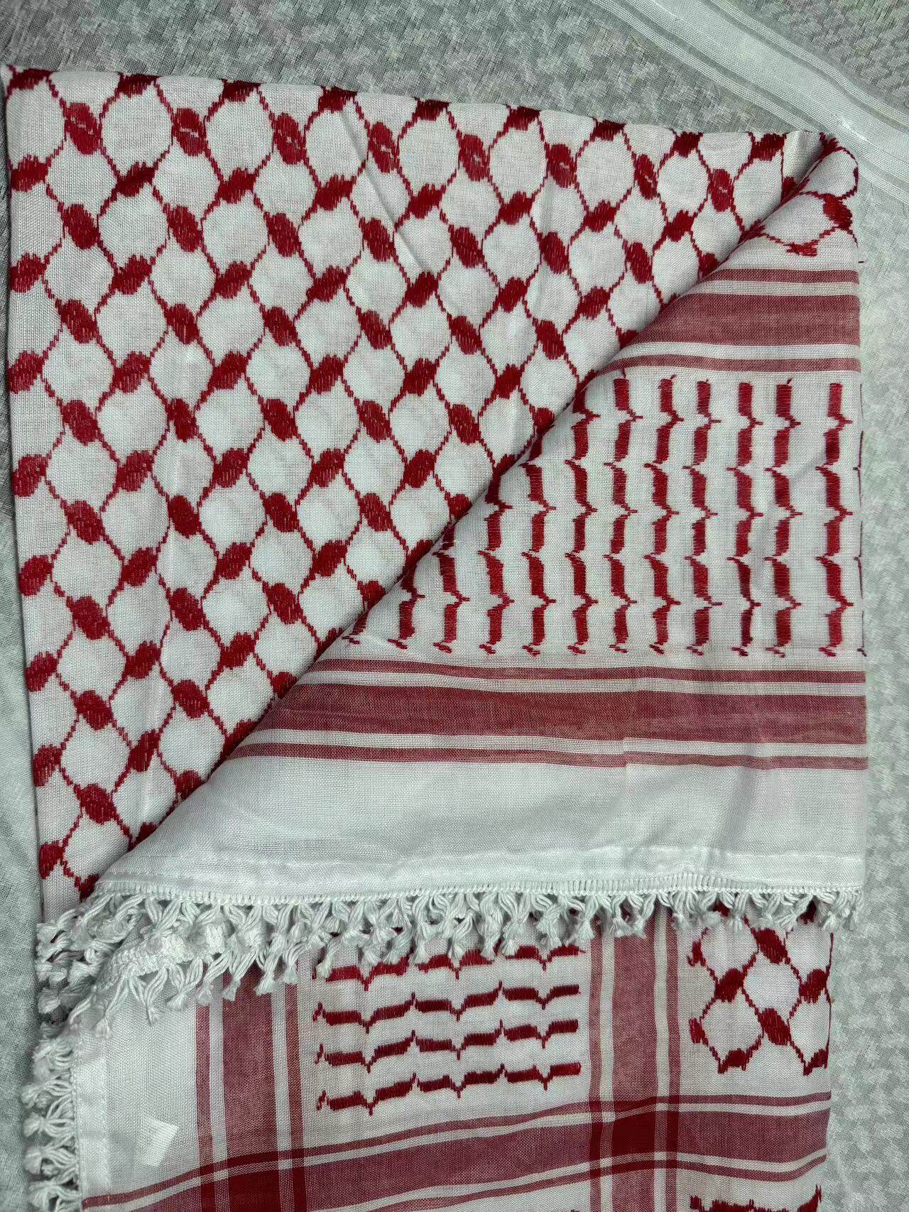 阿拉伯提花棉花球红黑彩双结头巾-阿拉法特满天星密结迪拜民族风详情4