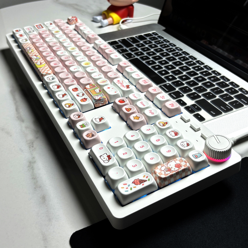 Hellokitty 108-Key Mechanical Keyboard, High-Looking Wired Desktop Computer Office Customized Keyboard for Girls