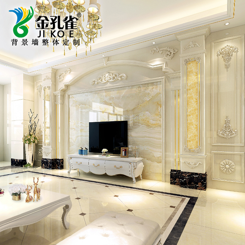 Package Marble Tv Background Wall Microcrystalline Tiles European-Style Roman Columns Living Room 2026 Duplex Slate Tv Wall