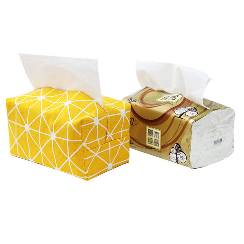 Lattice geometric Nordic ins fabric tissue box cotton and linen tissue set living room coffee table toilet paper box creative removable toilet paper box
