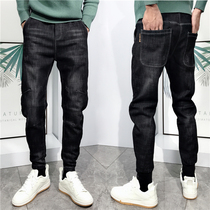 Winter washed plus suede thickened mens small leggings jeans workout 100 hitch Han version retro youth bunches pencil pants