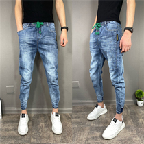 2021 new mens net red with small feet slim jeans stretch elastic elastic bunch leg pencil pants spirit guy pants