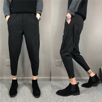Summer thin nine casual pants male Harlan breathable slim foot pants social spirit guy elastic straight pants