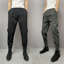 Overalls mens autumn small feet casual pants slim-fit sports solid color bundle feet trousers youth elastic Joker Haren pants