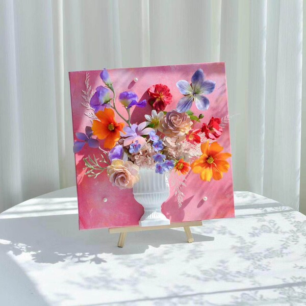 Eternal Flower Half-Wall Vase Painting Colorful Drawing Board Series Retro Plaster Flower Vessel Floral DIY Materials Handmade Gift