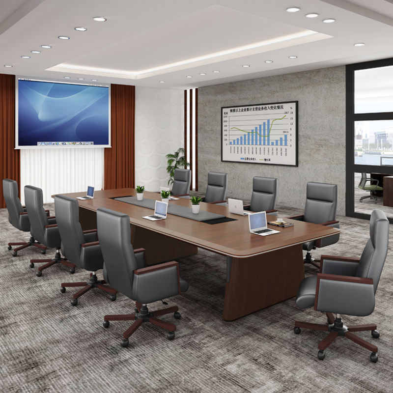 New Chinese style office conference table supervisor manager president meeting table modern Zen negotiation table solid wood furniture