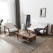 North American black walnut sofa combination modern minimalist living room furniture small apartment wooden frame new Chinese style fabric sofa