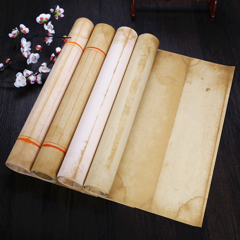 Do the old six feet off the ancient style batik champion paper vertical grid book French exhibition to create half-cooked rice paper long roll 20 meters